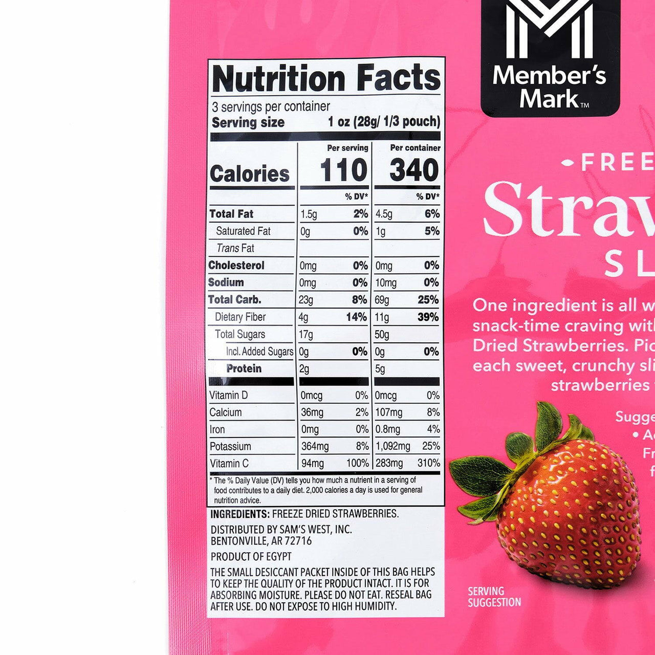 Member's Mark Freeze Dried Strawberry Slices, 3 oz.