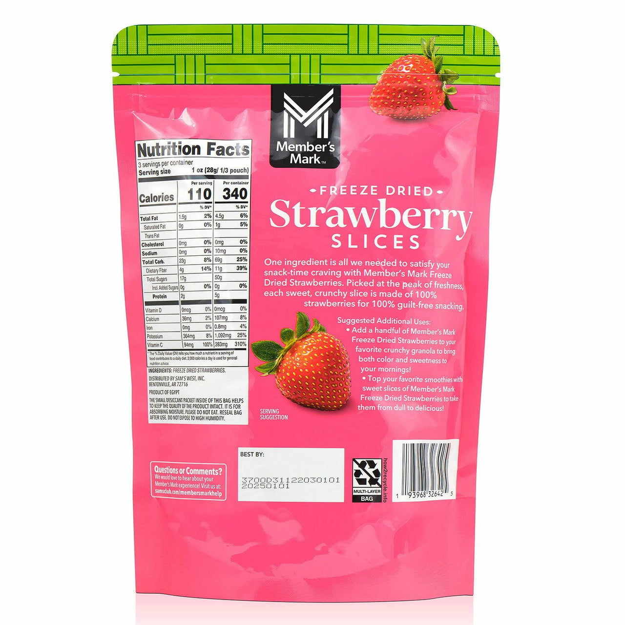 Member's Mark Freeze Dried Strawberry Slices, 3 oz.