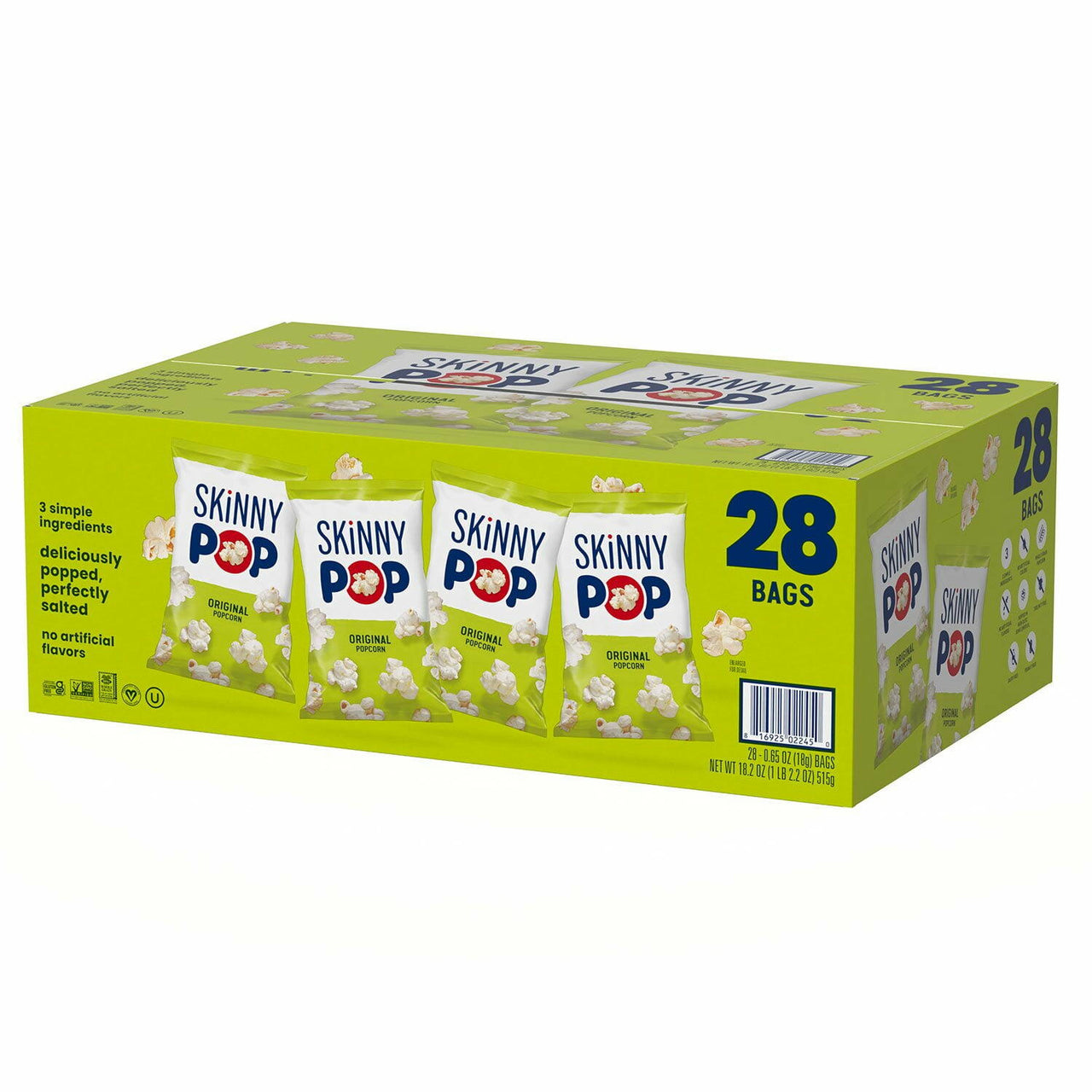SkinnyPop Original Popcorn Snack Bags, 0.65 oz., 28 pk.