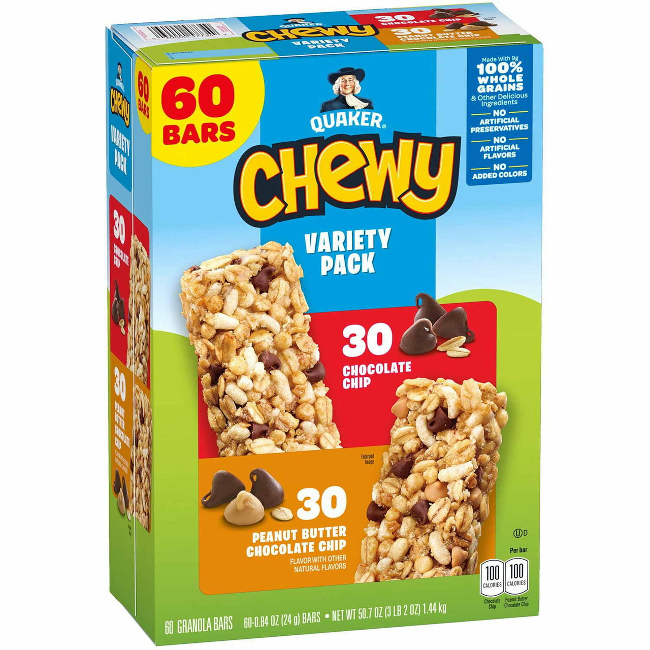 Quaker Chewy Granola Bar, Variety Pack, 60 ct.