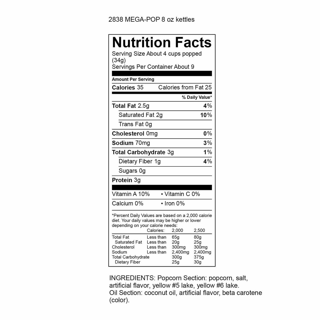 Gold Medal Mega Pop Popcorn Kit, 10.6 oz., 24 pk.