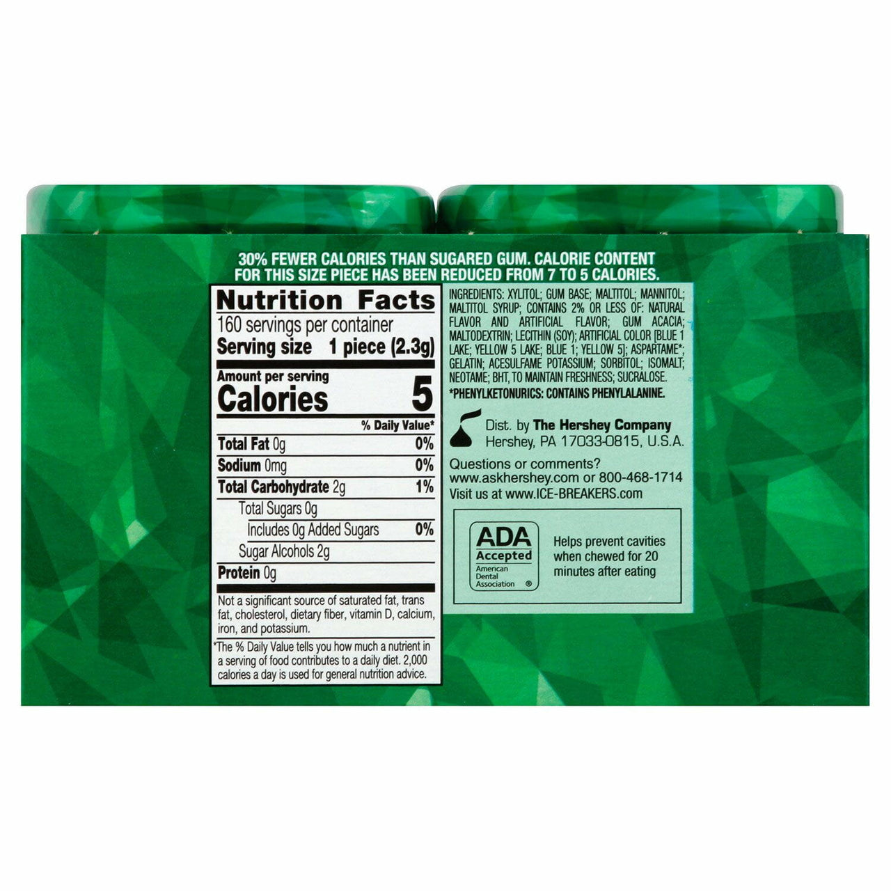 ICE BREAKERS Ice Cubes Spearmint Sugar Free Chewing Gum, 40 pcs., 4 pk.