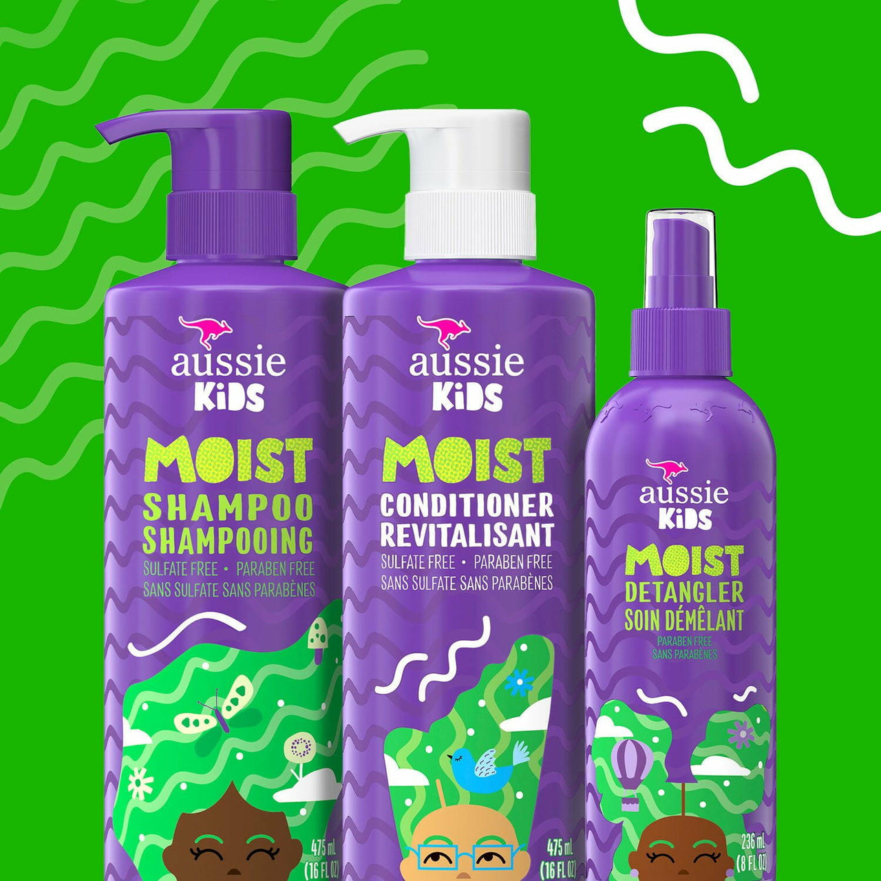 Aussie Kids Moist Shampoo, Conditioner and Detangler Kit