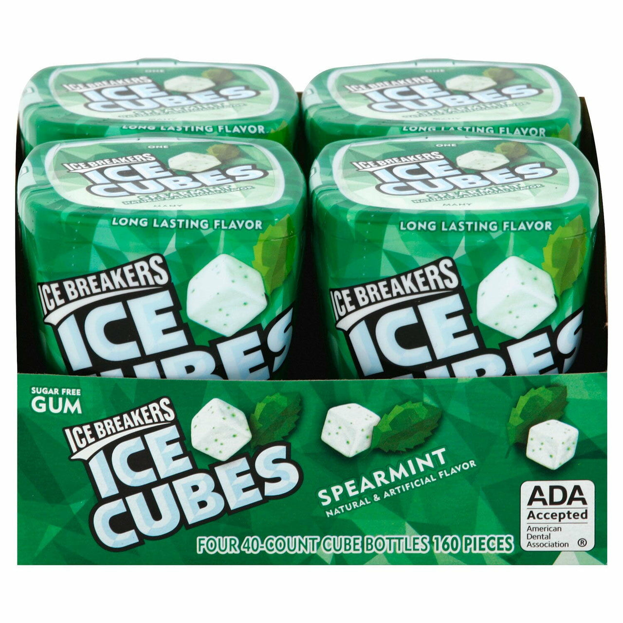 ICE BREAKERS Ice Cubes Spearmint Sugar Free Chewing Gum, 40 pcs., 4 pk.