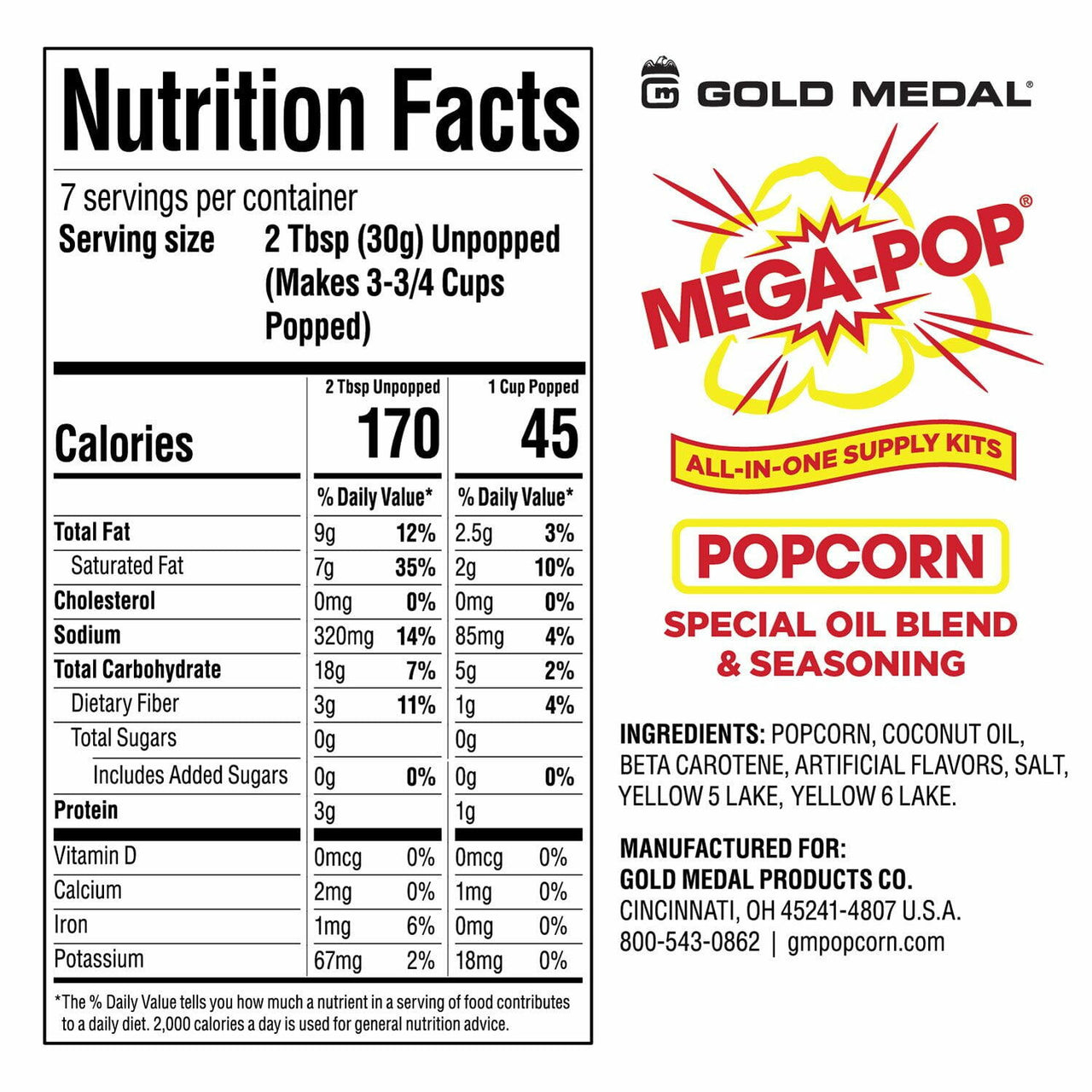 Gold Medal Mega-Pop All-In-One Popcorn Supply Kit for 6 oz. Poppers