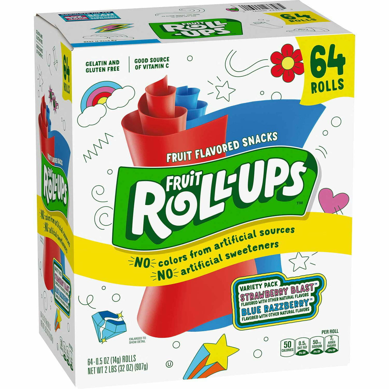 Fruit Roll-Ups Fruit Flavored Snacks Variety Pack, 0.5 oz., 64 pk.