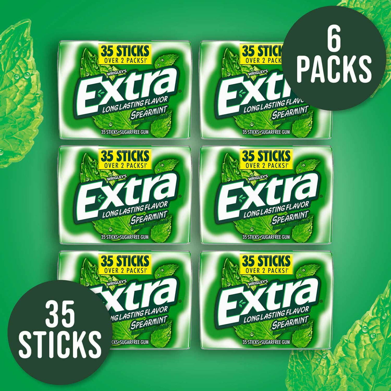 Extra Spearmint Sugar-Free Gum, 35 pcs., 6 pk.