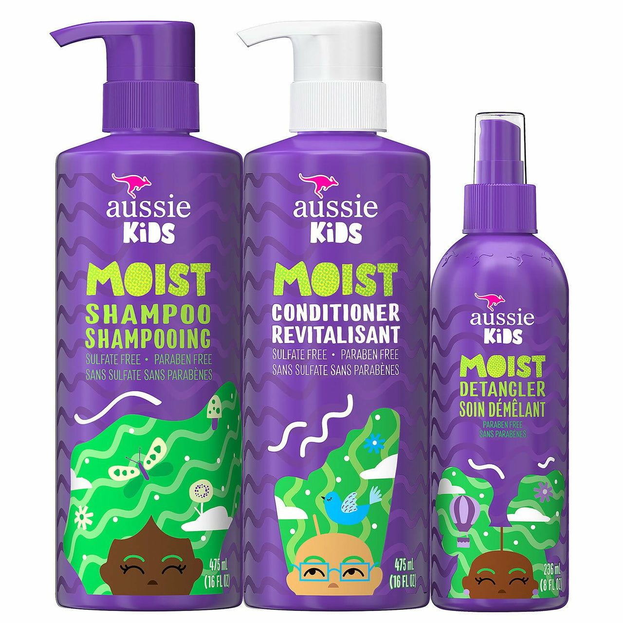 Aussie Kids Moist Shampoo, Conditioner and Detangler Kit