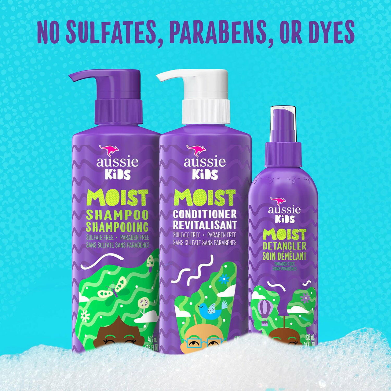 Aussie Kids Moist Shampoo, Conditioner and Detangler Kit