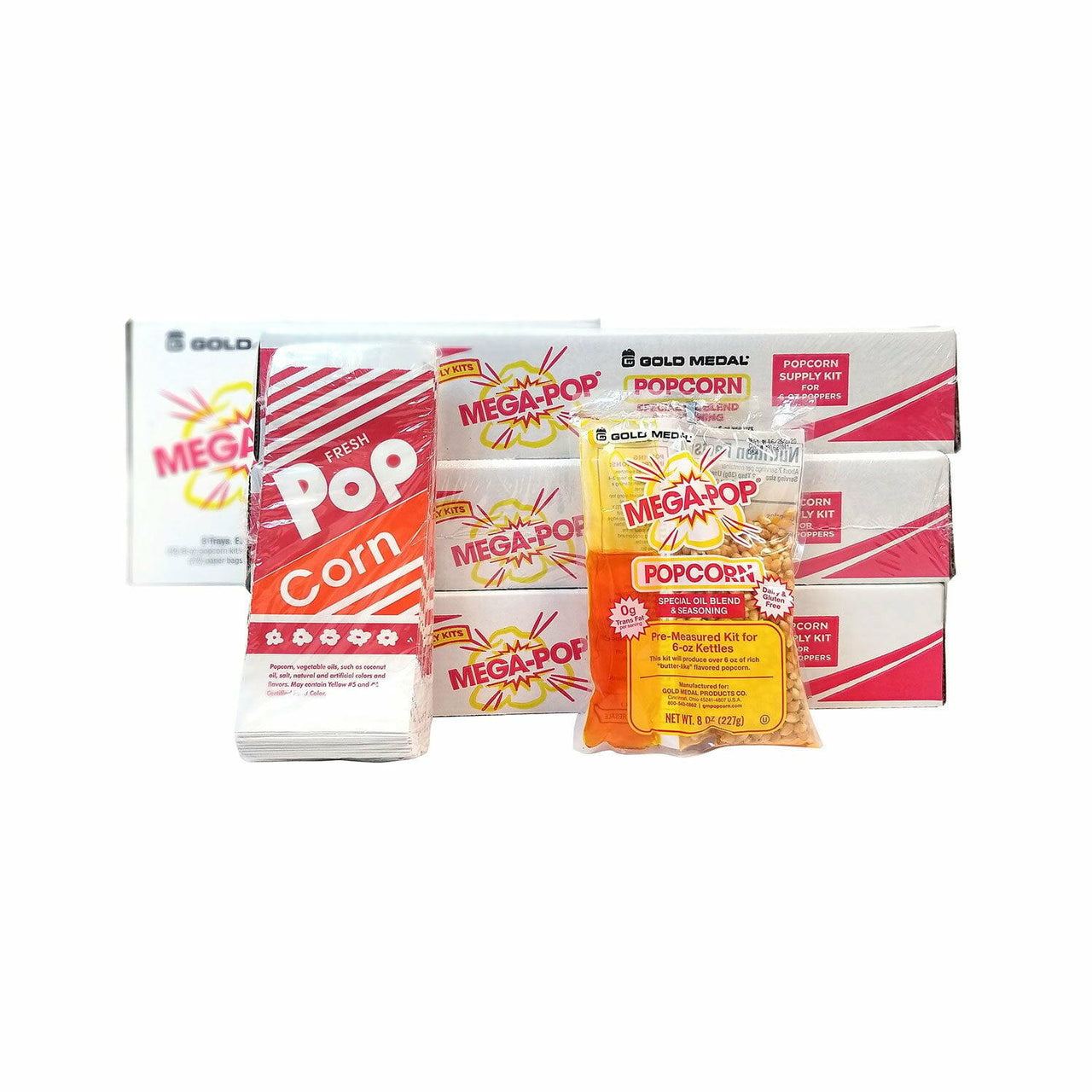 Gold Medal Mega-Pop All-In-One Popcorn Supply Kit for 6 oz. Poppers