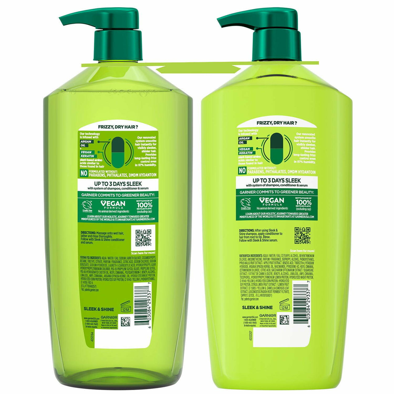 Garnier Fructis Sleek & Shine Shampoo & Conditioner, 40 fl. oz., 2 pk.