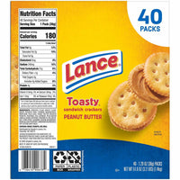 Lance Toasty Peanut Butter Sandwich Crackers, 1.29 oz., 40 pk.