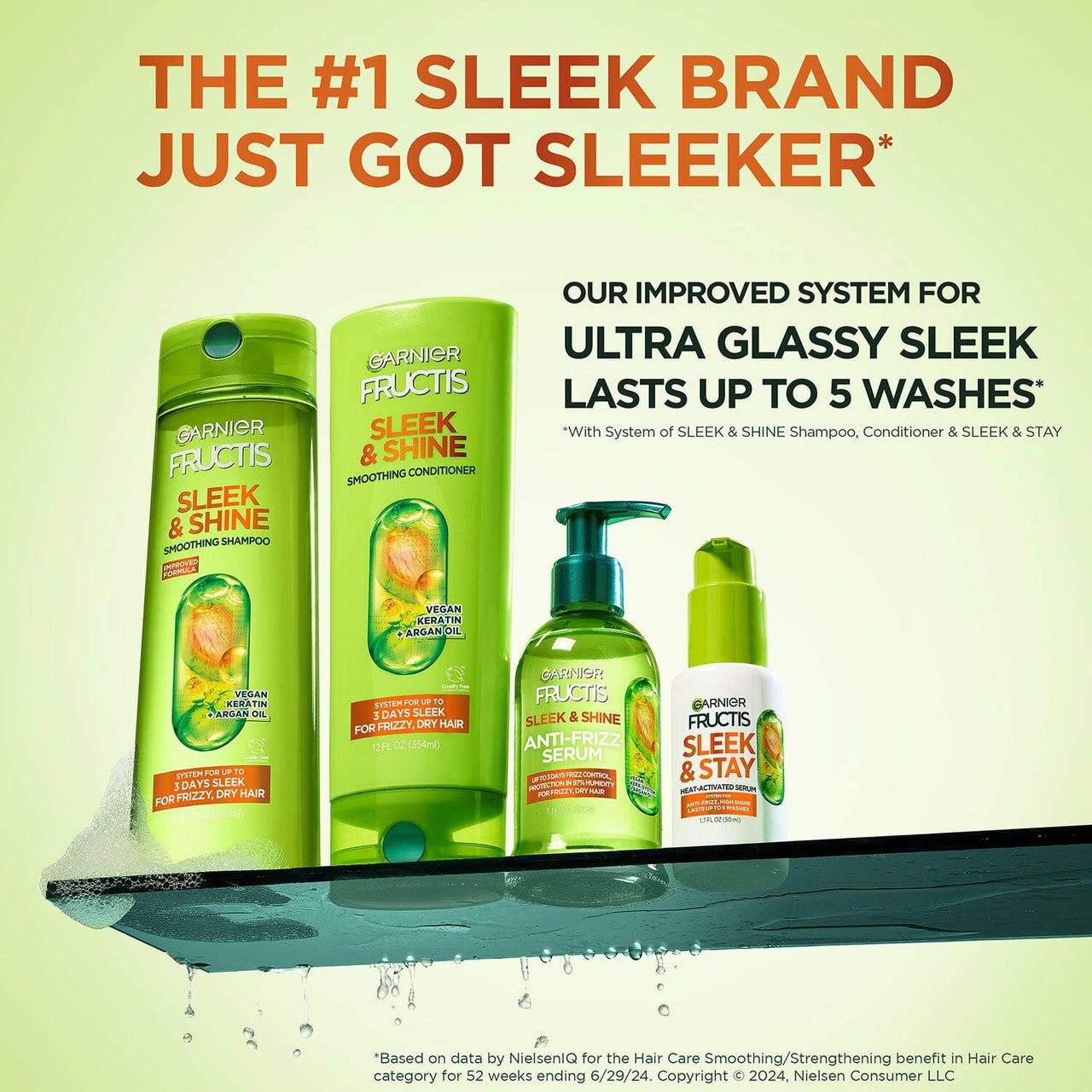 Garnier Fructis Sleek & Shine Shampoo & Conditioner, 40 fl. oz., 2 pk.