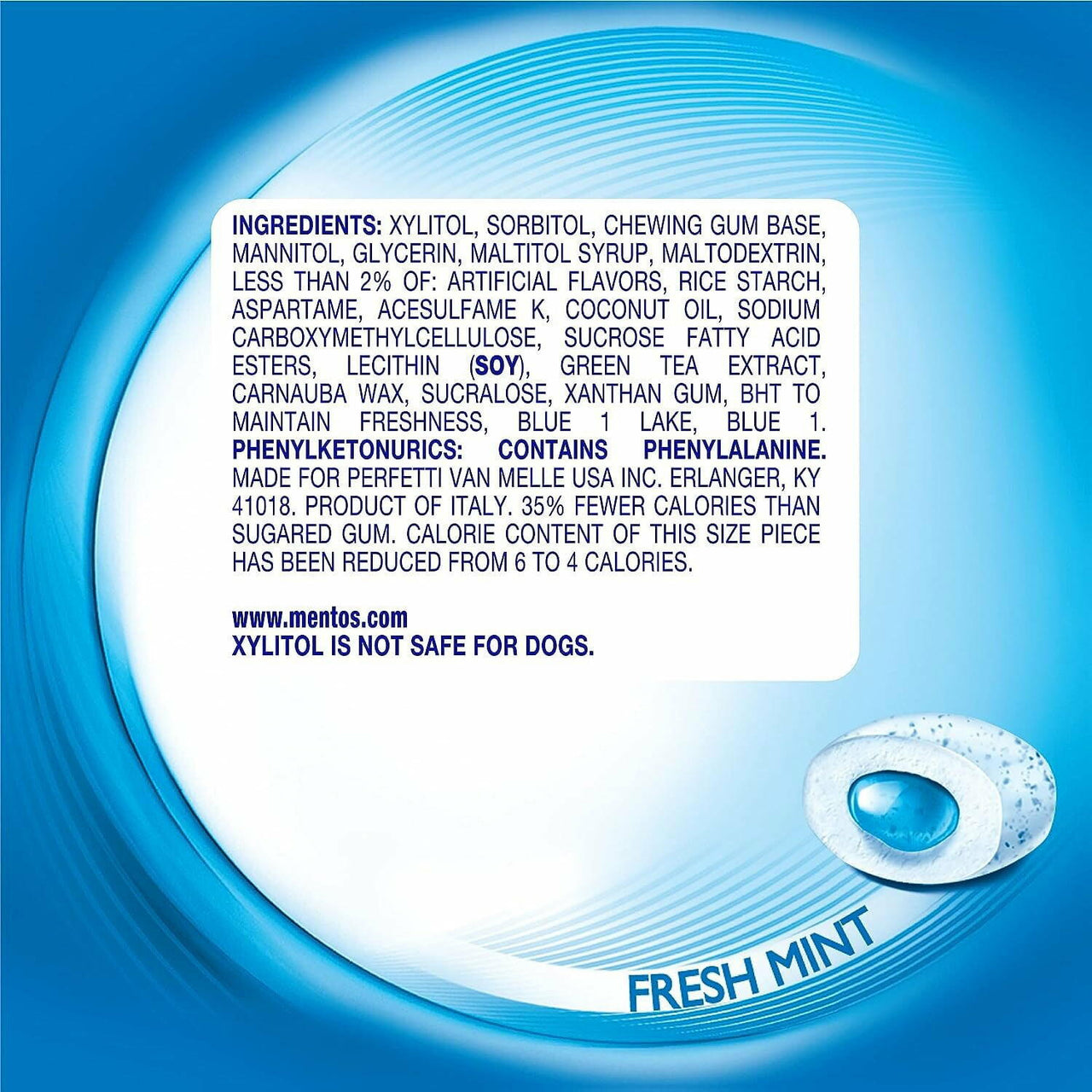 Mentos Pure Fresh Mint, Sugar-Free Chewing Gum, 50 pcs., 4 pk.