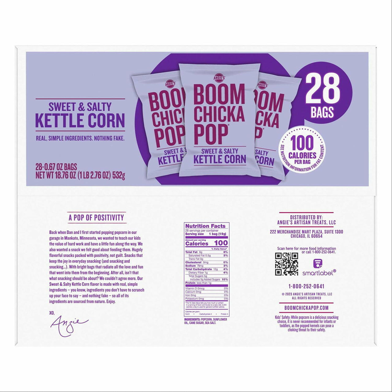 Angie's BOOMCHICKAPOP Sweet & Salty Kettle Corn Popcorn, 0.67 oz., 28 pk.