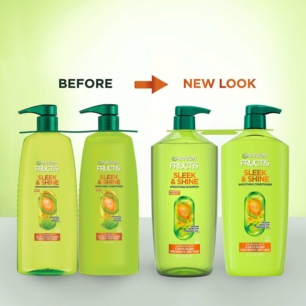 Garnier Fructis Sleek & Shine Shampoo & Conditioner, 40 fl. oz., 2 pk.