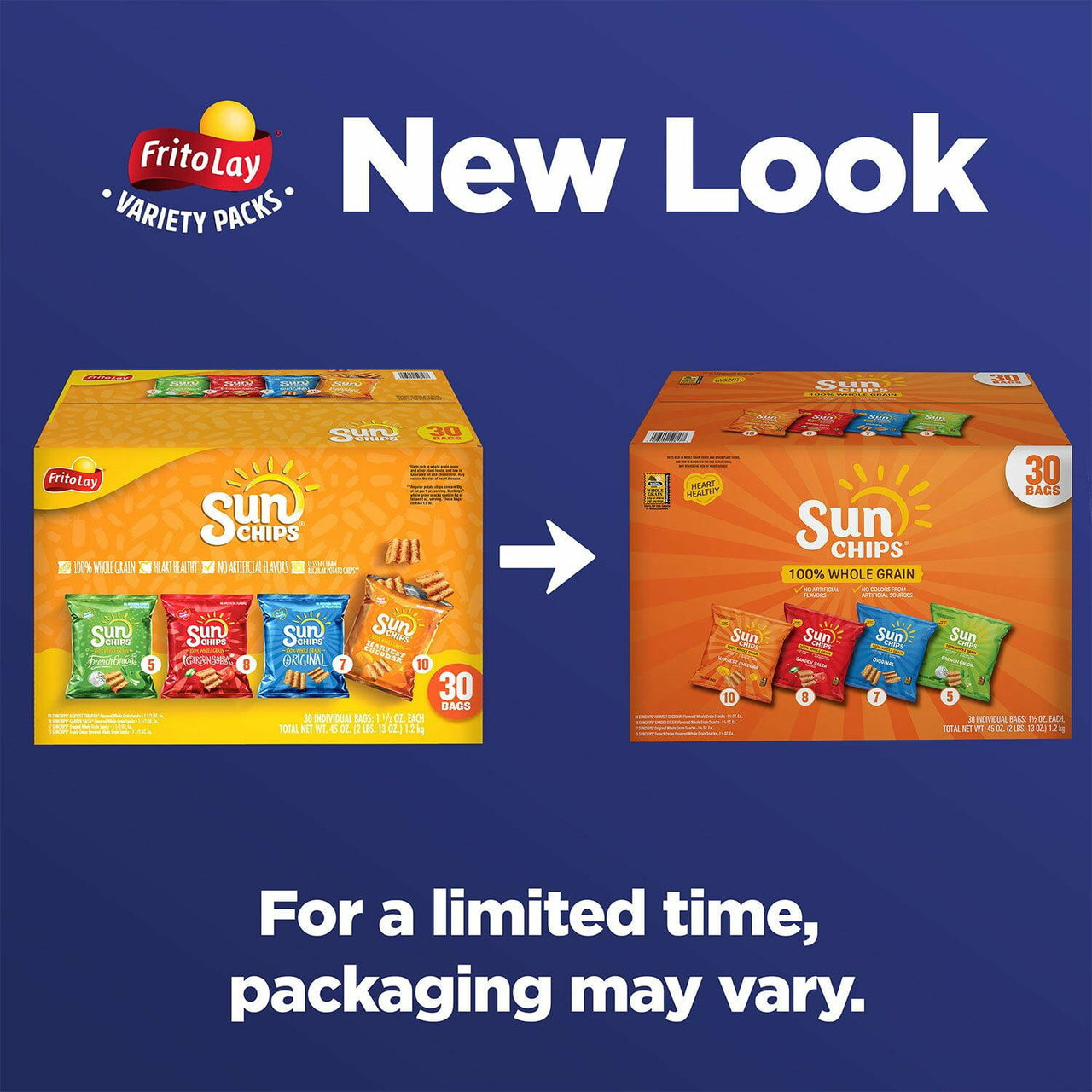 SunChips Whole Grain Variety Pack Chips, 30 pk.