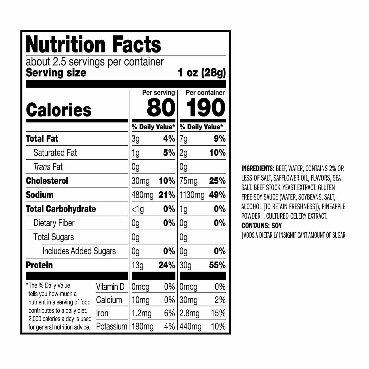 Jack Link's Original Beef Jerky Zero Sugar, 2.3 oz., 5 pk.