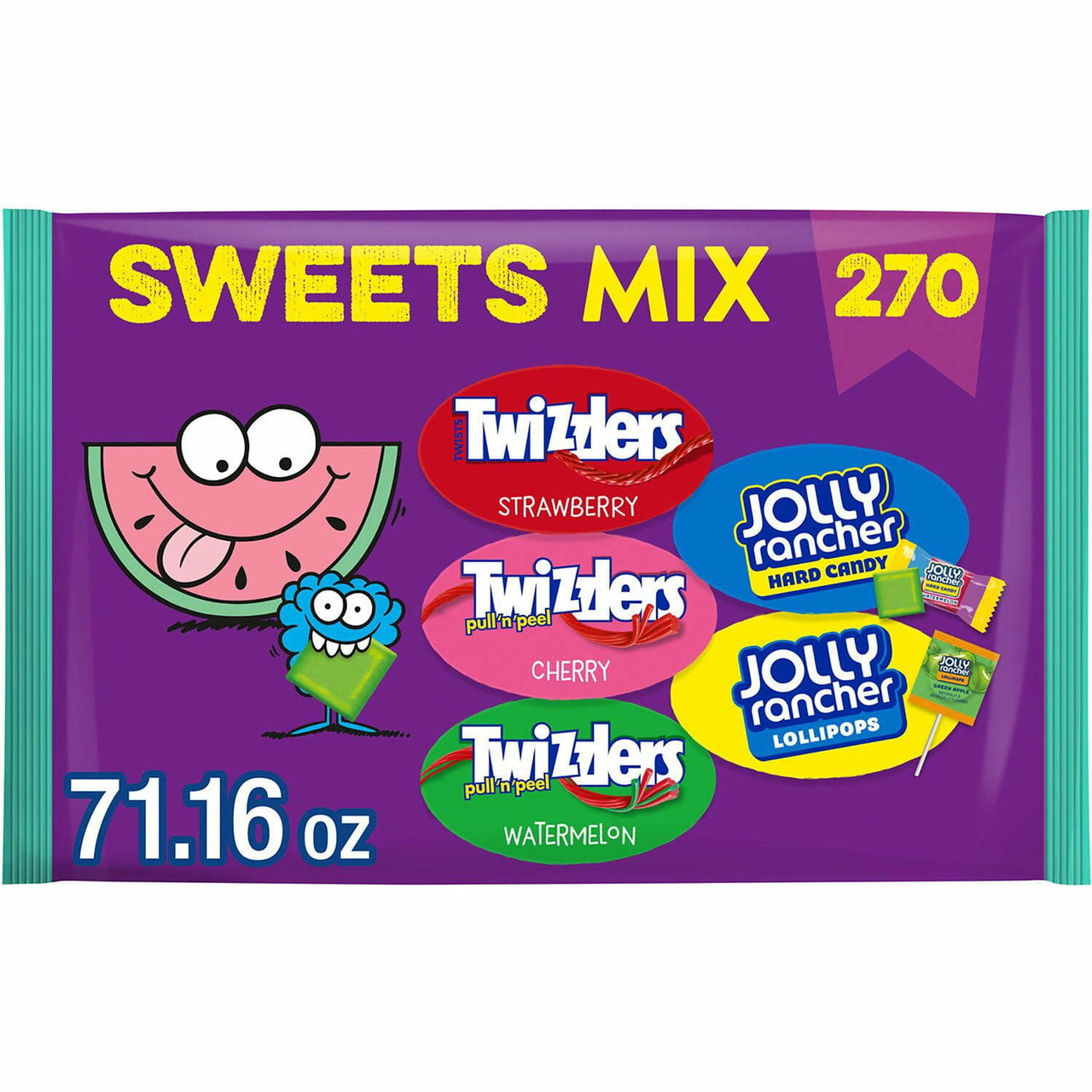 JOLLY RANCHER & TWIZZLERS Fruit Flavored Candy, Variety Pack, Fun Size, 270 pcs.