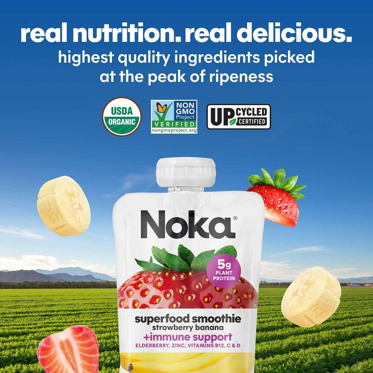 Noka Superfood Smoothie, Strawberry Banana, 12 pk.