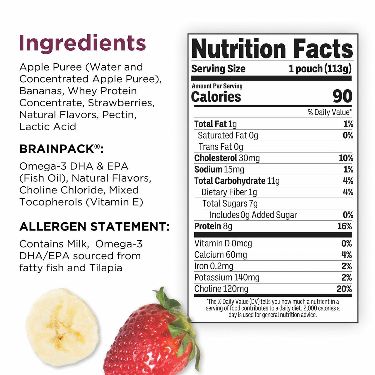 Brainiac Protein Smoothie, Strawberry & Banana, 4 oz., 20 ct.