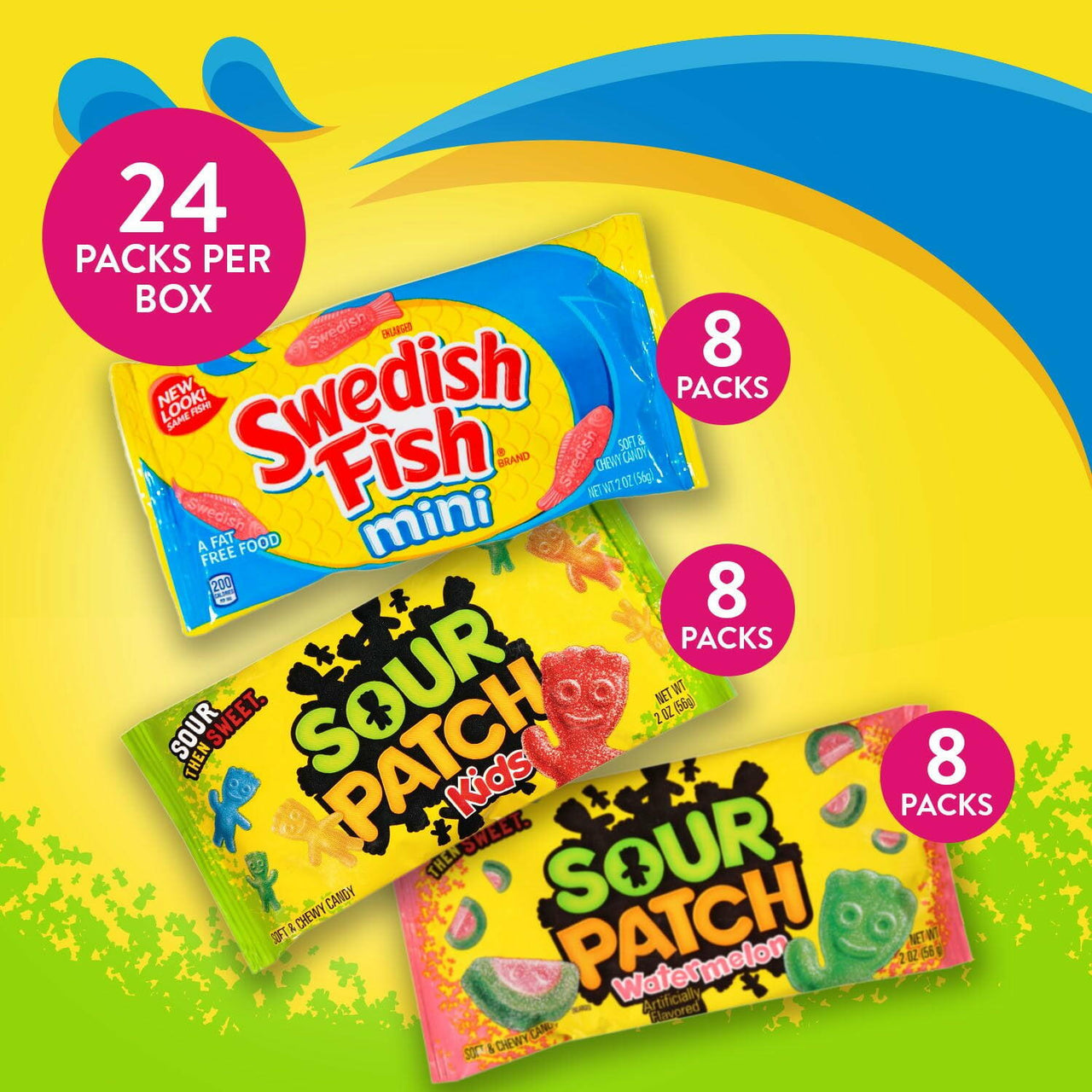 SOUR PATCH KIDS & SWEDISH FISH Variety Pack Candy, 2 oz., 24 pk.