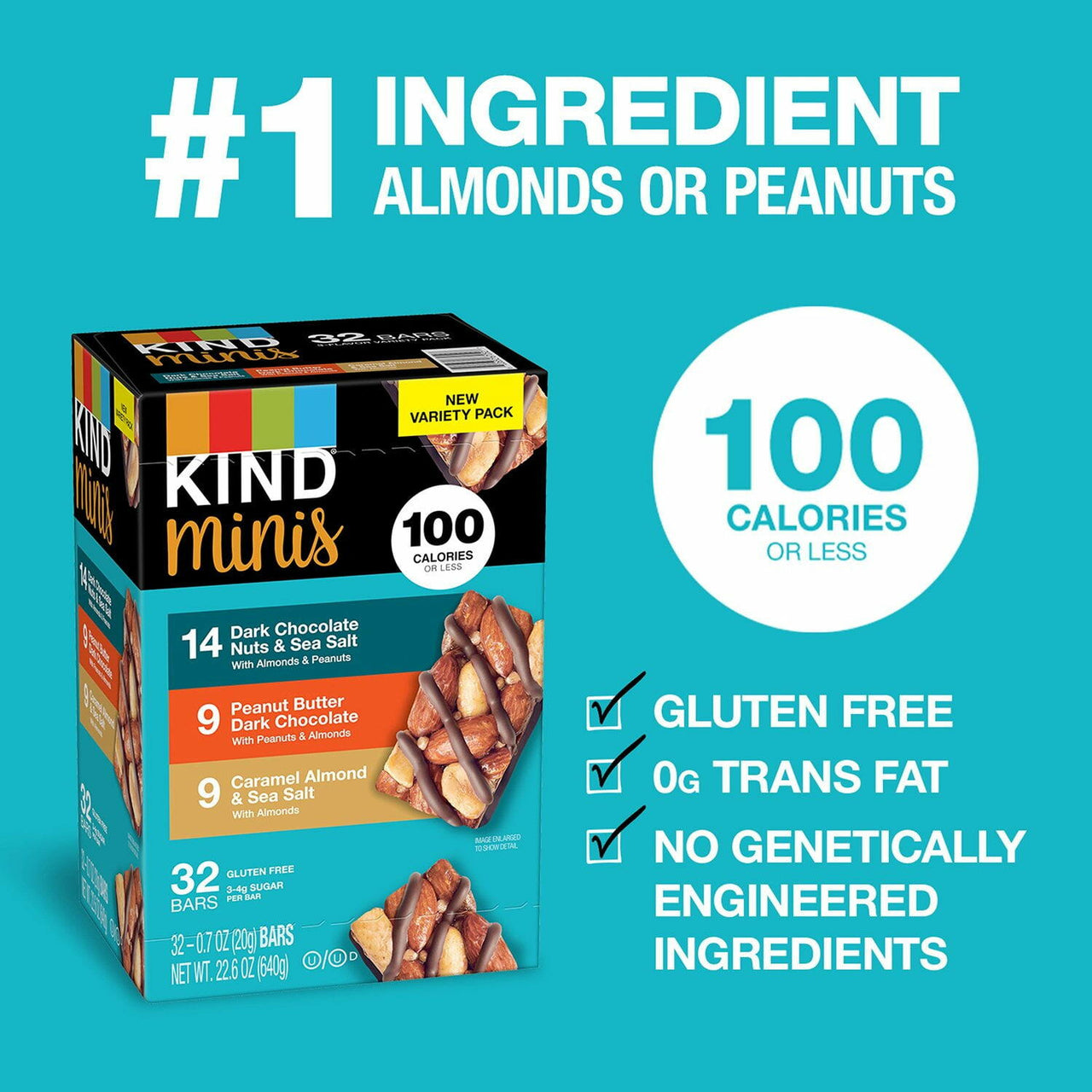 KIND Snacks Mini Nut Bar, Variety Pack, 32 ct.
