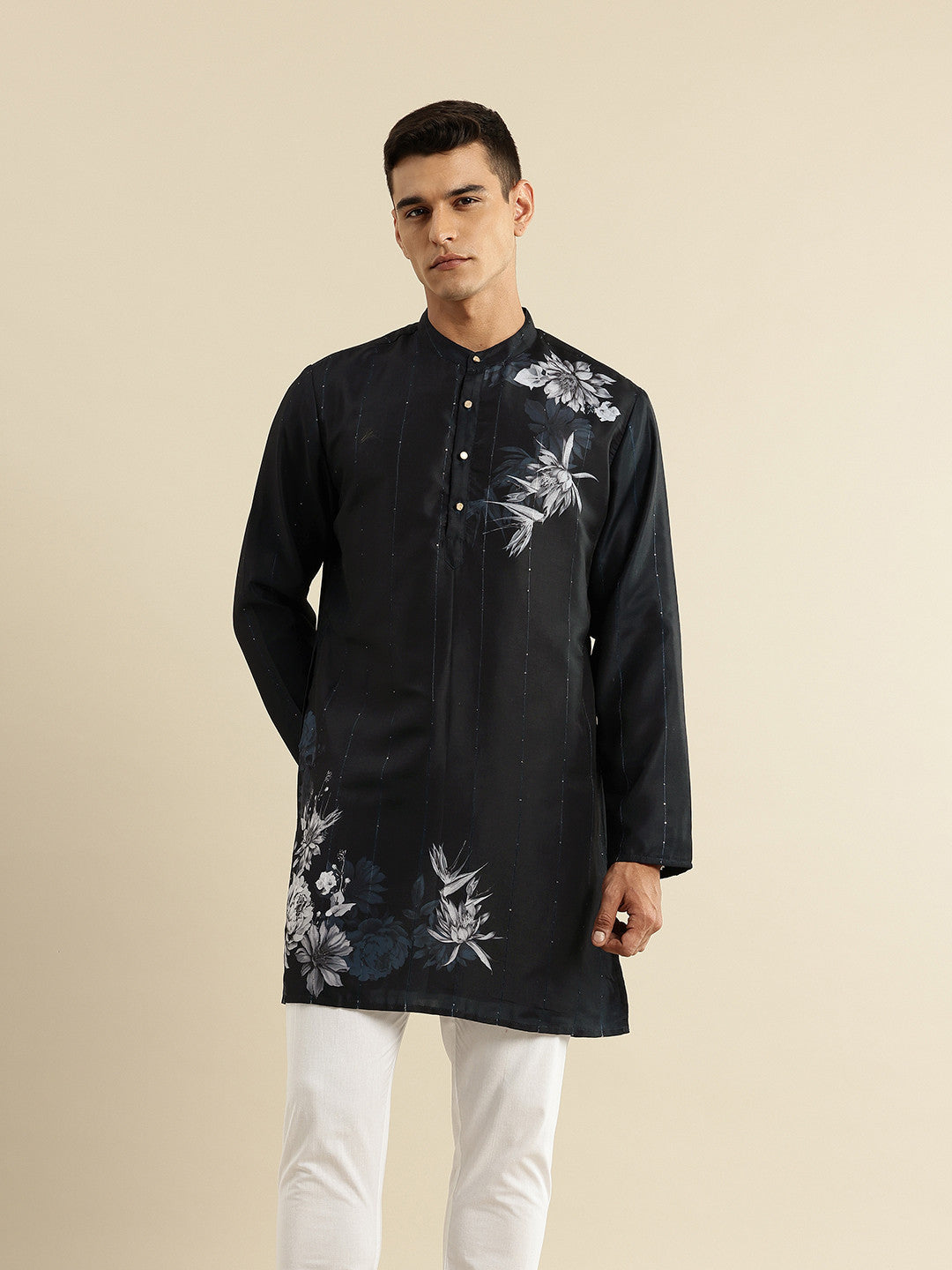 House of Pataudi Floral Printed Jashn Kurta