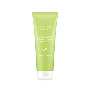 Dot & Key Cica Calming Blemish Clearing Face Wash | Non- Comedogenic, Sulphate & Paraben Free Face Cleanser for Acne & Pimples | With Cica, Green Tea & 1% Salicylic Acid for Acne Prone Skin | 120ml