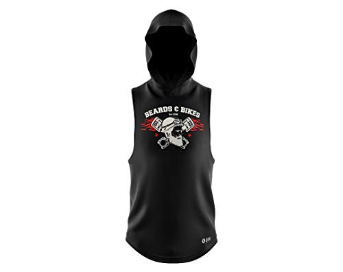 BEARDO Beards and Bikes Sleeveless Hoodie (Medium) Black