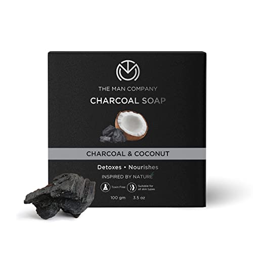 The Man Company Charcoal Soap with Coconut | Detoxes & Nourishes | Infused With Charcoal & Coconut | Toxin-free | Suitable For All Skin Types | Prevents Dryness | Removes Dead Skin - 100gm*2