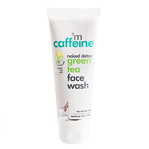 mCaffeine Green Tea Face Wash (100ml) for Removing Dirt and Toxins | Antioxidant Rich with Vitamin C and Hyaluronic Acid | Daily-Use Face Cleanser with a Calming Aroma