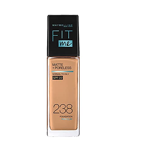 Maybelline New York Fit Me Matte + Poreless Liquid Foundation, 238 Rich Tan | Matte Foundation | Oil Control Foundation | Foundation With SPF, 30 ml