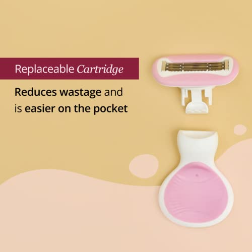 Carmesi Body Razor for Women's Hair Removal | With Travel Case | 5-Blade Precision | Smooth & Hassle-Free Shaving on the Go | Aloe Vera & Vit E | 1 Pc,White