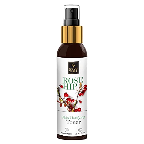 Good Vibes Rosehip Clarifying Toner 200 ml, Anti Ageing Hydrating Light Weight Moisturizing Revitalising Spray Toner for Face and Skin, Natural, No Alcohol, Parabens & Sulphates, No Animal Testing