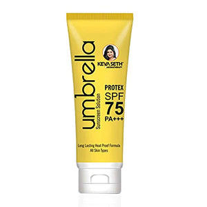 Keya Seth Aromatherapy, Umbrella Sunscreen Solution SPF 75 with PA+++ Long Lasting UV & Heat Protection Formula Oil Control Enriched Micronized Zinc Oxide 100ml