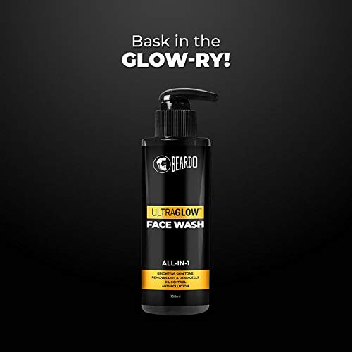 Beardo Ultraglow Face Wash for Men | Brightens & Balances Skin Tone | Reduces Dark Spots | Daily use facewash for oily to dry skin | Glowing and Radiant Skin (100ml)