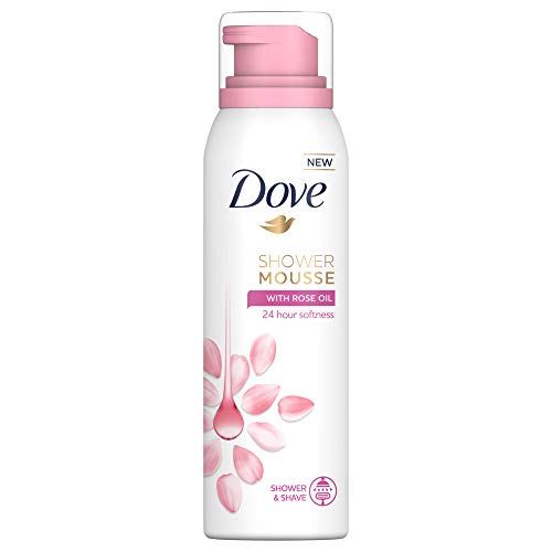 Dove Creamy Shower and Shaving Mousse, Gentle Cleanser Infused with Rose Oil for Nourishment, Gives 24 Hour Softness, Sulphate-Free, 200 ml