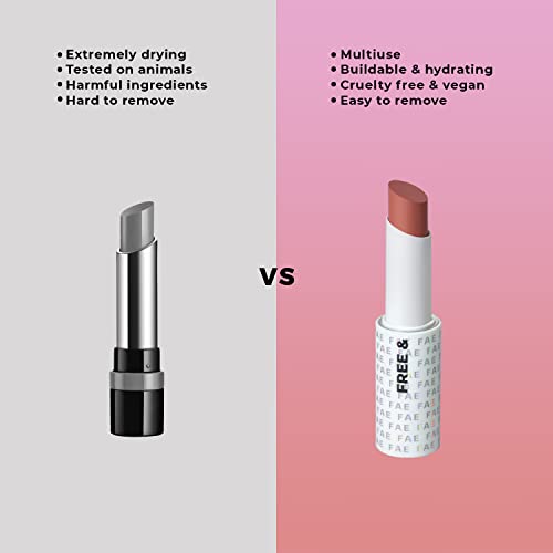 FAE Beauty Vivid Pink Buildable Matte Lipstick Non Drying Comfortable Hydrating Matte Lip Tint, Multi-Use for Lips, Eyes and Cheeks - Shade Too Cheeky