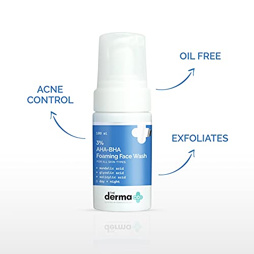 The Derma Co 3% AHA-BHA Foaming Face Wash, Anti Acne Foaming Cleanser for Face- 100 ml(dermaco)