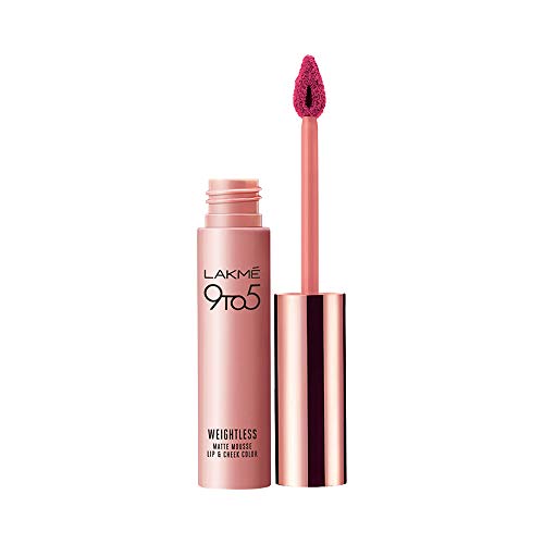 Lakmé 9 to 5 Weightless Mousse Lip Color & Cheek Color, Matte Finish - Fuchsia Sude, 9 g