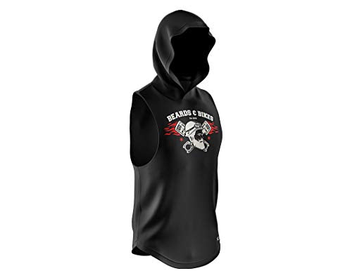BEARDO Beards and Bikes Sleeveless Hoodie (Medium) Black