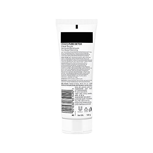 Pond's  Pure Detox Face Scrub, Deep Clean but Mild on Skin , With Activated Charcoal, Remove Blackheads & Sun Tan, Gel scrub, For Deep Cleansing, 100 g