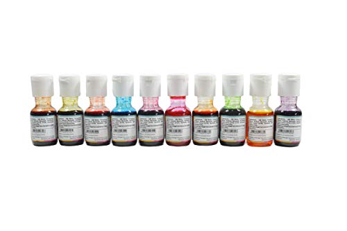 Colourmist Liquid Food Colour Assorted 20 Gm, Pack of 10 Colours (Orange, Blue, Orange Red, Raspberry Red, Purple, Lemon Yellow, Green, Chocolate, Tomato Red, Pink)