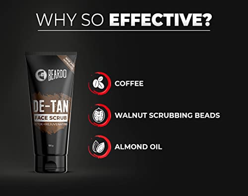 Beardo DeTan Face Scrub for Men Improved Version (100 g)| Coffee Scrub for Blackhead, Tan & Dead Cell Removal | Natural Glow | Rejuvenates Skin