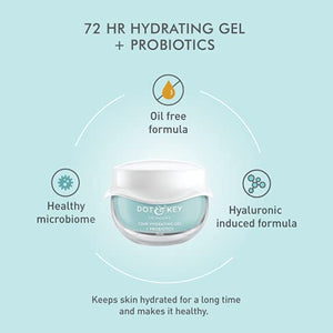 Dot & Key 72 HR HYDRATING GEL + PROBIOTICS 25 ml, with Hyaluronic Acid, Kombucha & Rice Water, Oil-Free, Non Comedogenic, Lightweight gel moisturizer, for all skin types