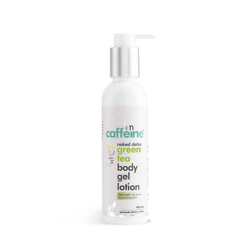 mCaffeine Green Tea Body Gel Lotion (200ml) for Oily Skin | Non Greasy Lotion for Skin Hydration and Moisturization | With Vitamin C and Shea Butter | Daily-Use
