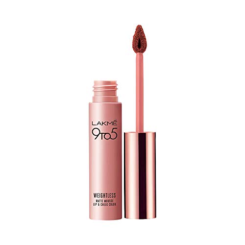 LAKMÉ 9 to 5 Weightless Mousse Lip Color & Cheek Color, Matte Finish - Coca Soft, 9 g