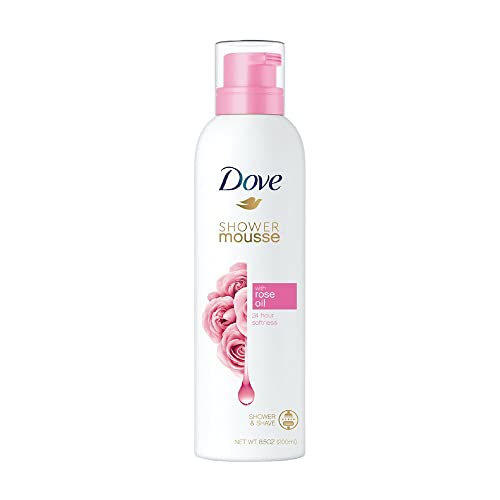 Dove Creamy Shower and Shaving Mousse, Gentle Cleanser Infused with Rose Oil for Nourishment, Gives 24 Hour Softness, Sulphate-Free, 200 ml