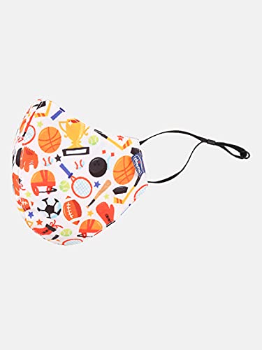 Chicco ComfyPro Face Mask, Effective Against 95% Particles, Soft & Breathable, Comfortable Nose Band, Adjustable & Reusable, Design- Sports, Jungle, for Kids 3-6Y (Pack of 2), White, S